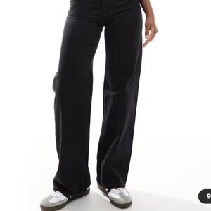 Monki Yoko high rise wide leg jeans in black